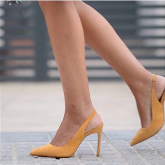 mustard slingback heels